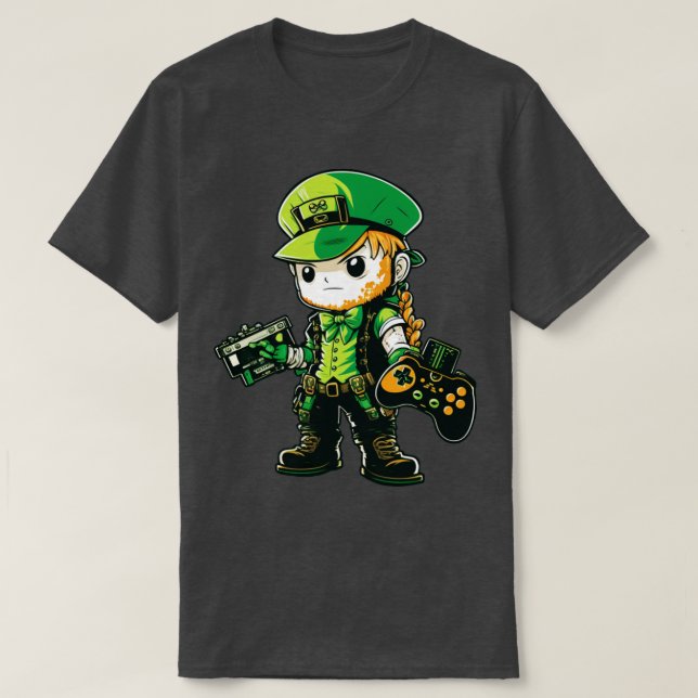 St patricks day Video Game Shirt Gamer Leprechaun6 T (Design framsida)