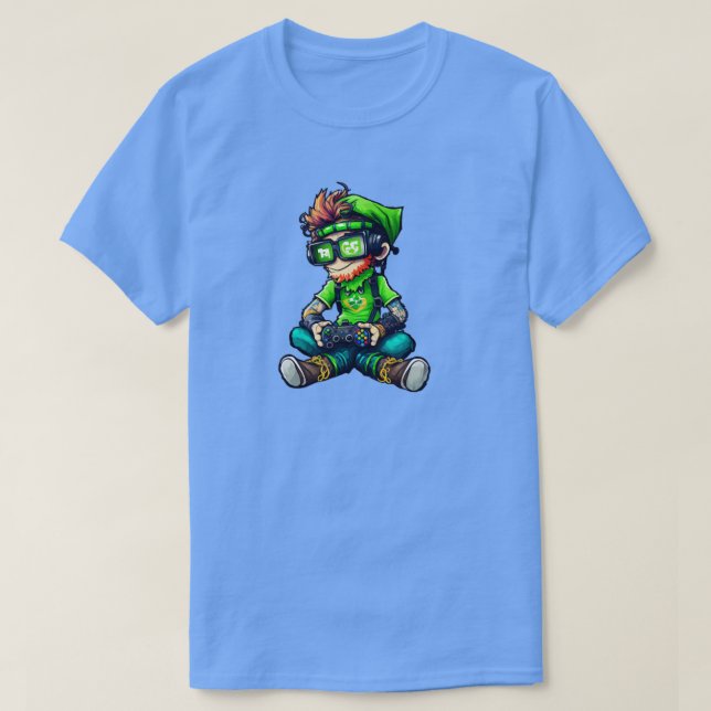 St patricks day Video Game Shirt Gamer Leprechaun T Shirt (Design framsida)