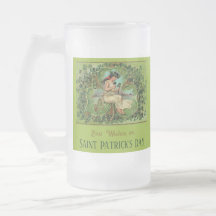 St. Patrick's Day Vintage Girl med Shamrocks