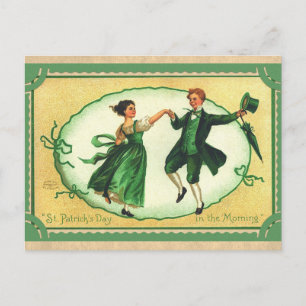 St patricks day Vintage Irish Dancing Couple Vykort