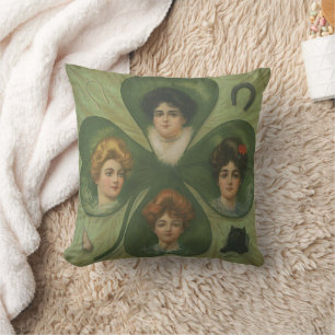 St. Patrick's Day Vintage Klöver Lady Luck Konst Kudde
