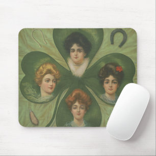 St. Patrick's Day Vintage Klöver Lady Luck Konst Musmatta