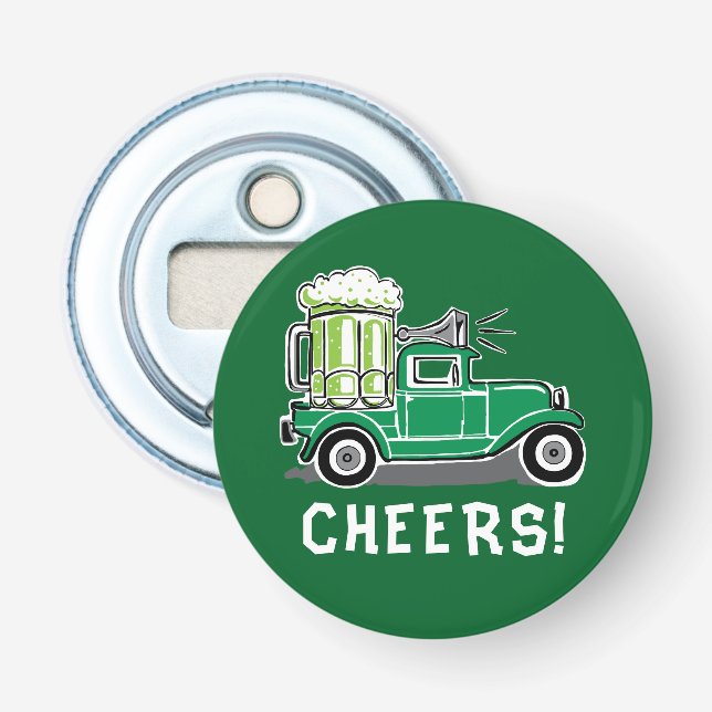 St patrick's day Vintage Lastbil Grönt Beer Flasköppnare (Framsidan)