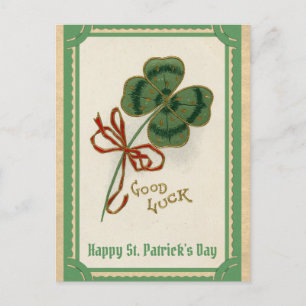 St patricks day Vintage Lycka till Shamrock Vykort