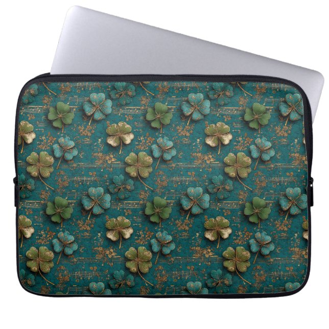 St. Patrick's Day Vintage Shamrock Musik Laptop Fodral (Framsidan)
