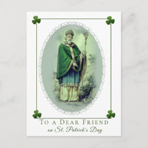 St. Patrick's Day Vintage shamrock rött hjärta Vykort