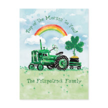 St. Patrick's Day Vintage Tractor Add Namn