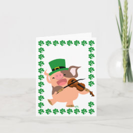 St patrick's day violinist gris notecard kort
