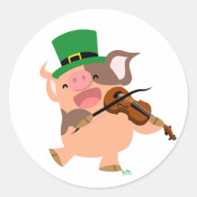 St patrick's day violinist gris rund dekal