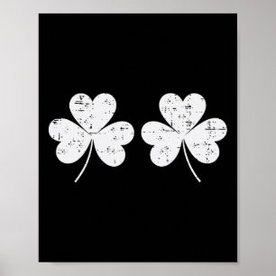 St Patricks Day Vita Klövern Bröst Saint Paddys I Poster