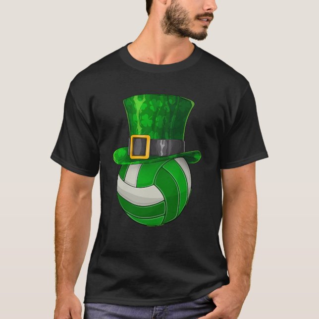 St patrick's day Volleyball Leprechaun Shamrock T Shirt (Framsida)