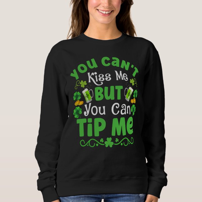 St Patricks Day Waitress Bartender Waiter Tips T Shirt (Framsida)