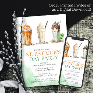 St. Patricks Day Watercolor Shamrock Milkshake Inbjudningar