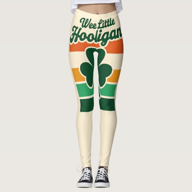 St patricks day Wee Little Hooligan Funny Leggings (Framsida)
