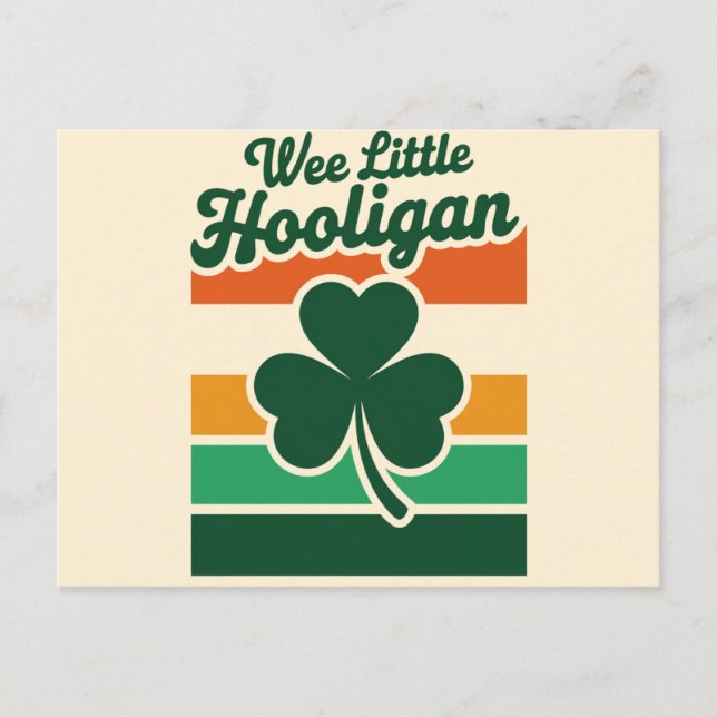 St patricks day Wee Little Hooligan Funny Vykort (Framsida)