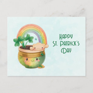 St. Patrick's Day Whimsical Rainbow & Klöver Helg Vykort