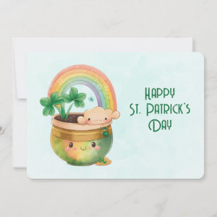 St. Patrick's Day Whimsical Regnbåge & Klöver Julkort