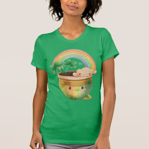 St. Patrick's Day Whimsical Regnbåge & Klöver T Shirt