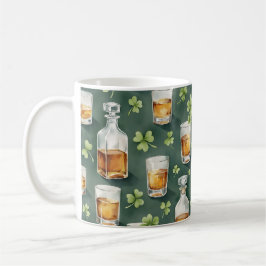 St. Patrick's Day Whiskey and Shamrocks Pattern Kaffemugg