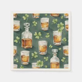 St. Patrick's Day Whiskey and Shamrocks Pattern Pappersservett
