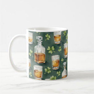 St. Patrick's Day Whiskey och Shamrock-mönster Kaffemugg