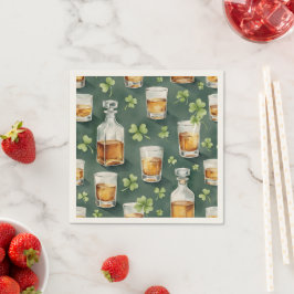 St. Patrick's Day Whiskey och Shamrock-mönster Pappersservett