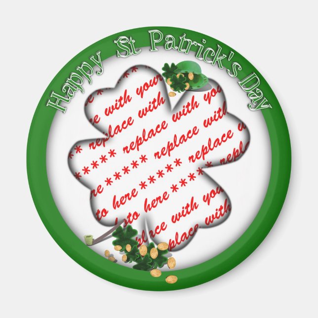 St patrick's day White Shamrock Photo Ram Magnet (Framsidan)