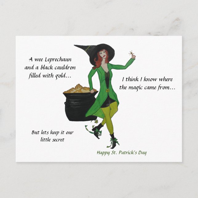 St patrick's day-Witch magi är guld Vykort (Framsida)