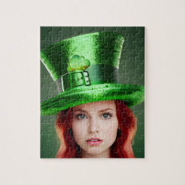 St. Patricks Day Woman i Tophat Pussel