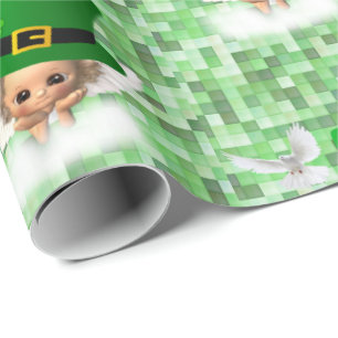 St. Patrick's Day Wrapping Papper Angel Presentpapper