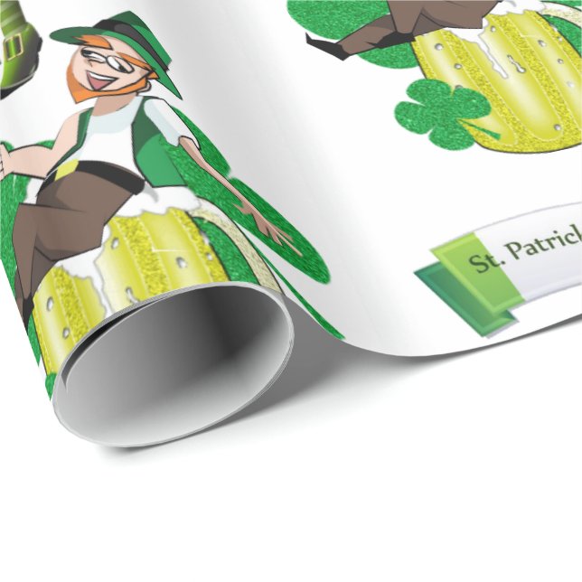 St. Patrick's Day Wrapping Papper Beer Presentpapper (Rullad Hörn)