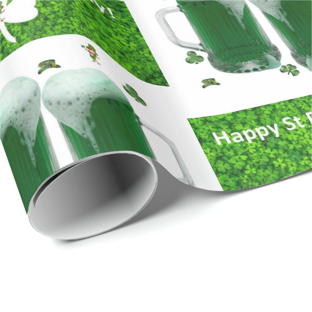 St. Patrick's Day Wrapping Papper Beer Presentpapper (Rullad Hörn)