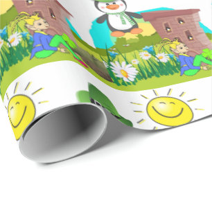 St. Patrick's Day Wrapping Papper Penguin Presentpapper