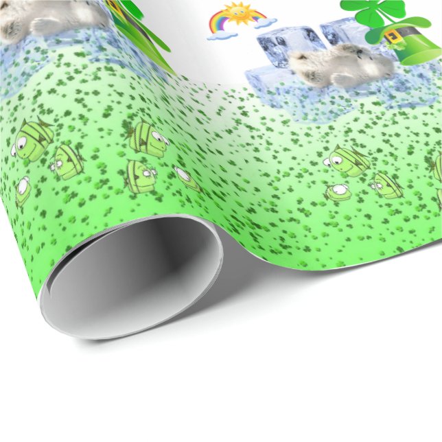 St. Patrick's Day Wrapping Papper Polar Bear Presentpapper (Rullad Hörn)