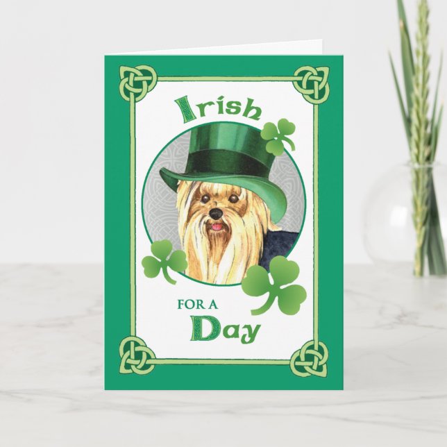 St. Patrick's Day Yorkie Kort (Framsida)