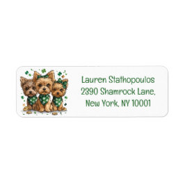 St. Patrick's Day Yorkshire Terrier Hundar Returadress Etikett