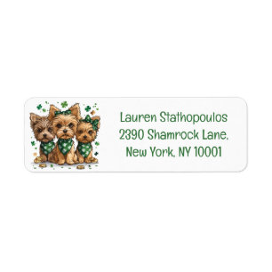 St. Patrick's Day Yorkshire Terrier Hundar Returadress Etikett