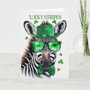 St Patricks Day Zebra Lucky Ränder och säckpipa Helgkort