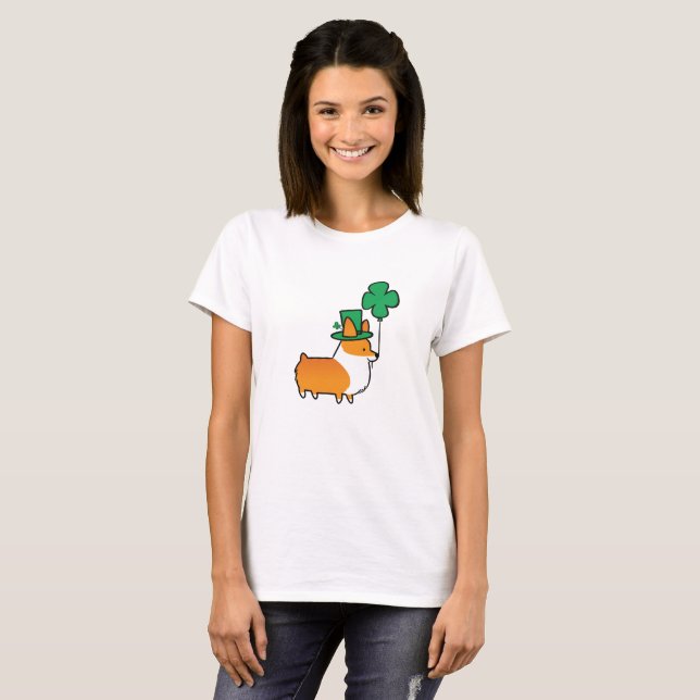 St patricks dayCorgiskjorta T-shirt (Hel framsida)