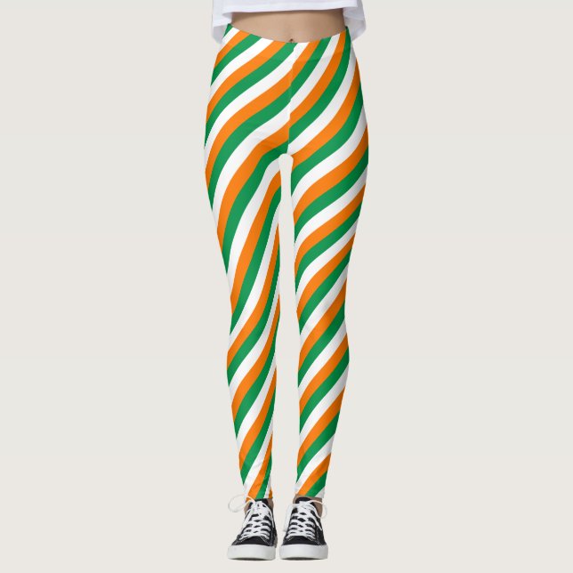St patricks daydamasker med irländska flaggafärger leggings (Framsida)