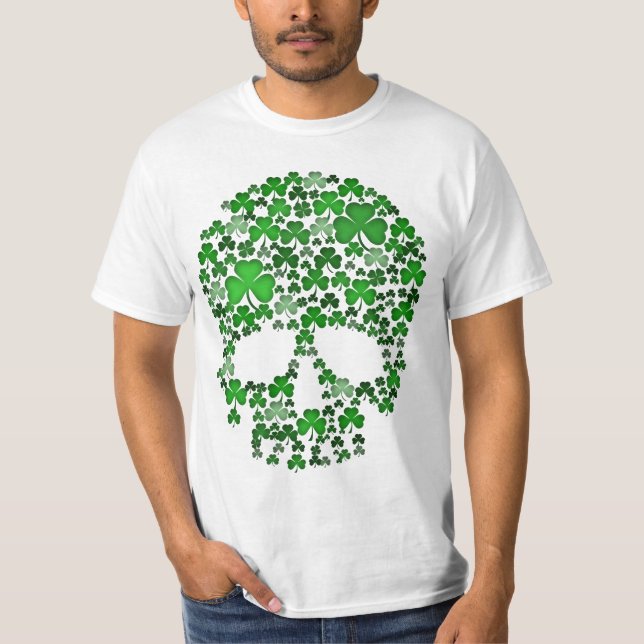 St patricks dayShamrocksskalle Tee Shirt (Framsida)