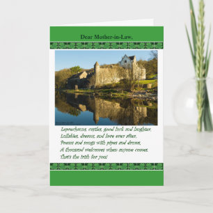 St patrick's daysvärmor, dikt, irländskt slott kort