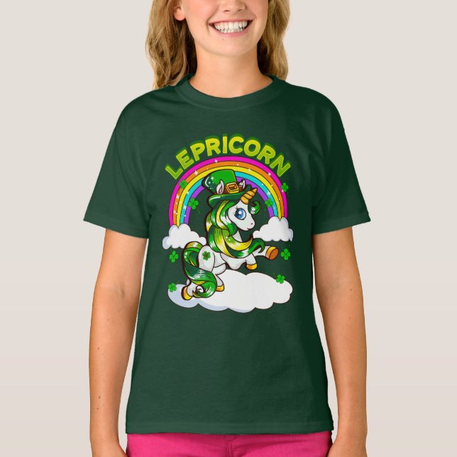 St patricks dayUnicornLepricorn irländare T Shirt (Framsida)