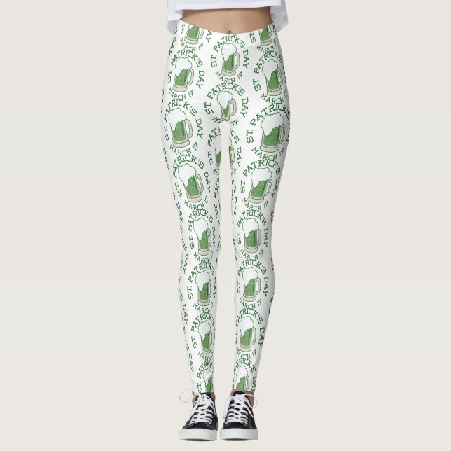 st patricks distinkta ölbalkar av grönt leggings (Framsida)