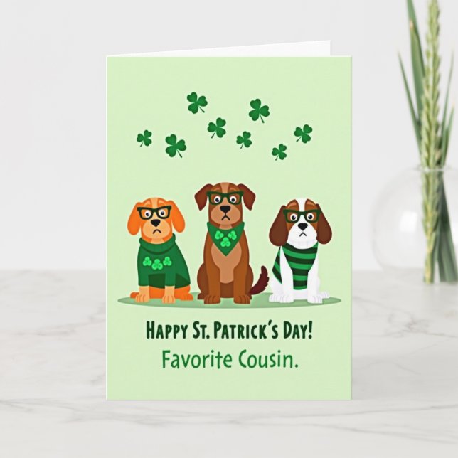 St Patricks Dogs Cousin Card Kort (Framsida)