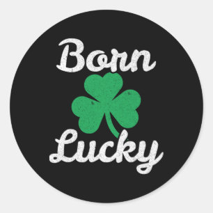 St Patricks Född Lucky Irländsk Ättling Leprechaun Runt Klistermärke