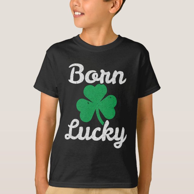 St Patricks Född Lucky Irländsk Ättling Leprechaun T Shirt (Framsida)