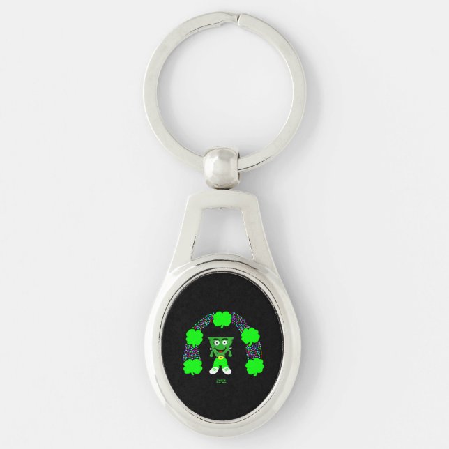 St. Patrick's FrankenCheese Oval Keychain Ovalt Silverfärgad Nyckelring (Framsidan)