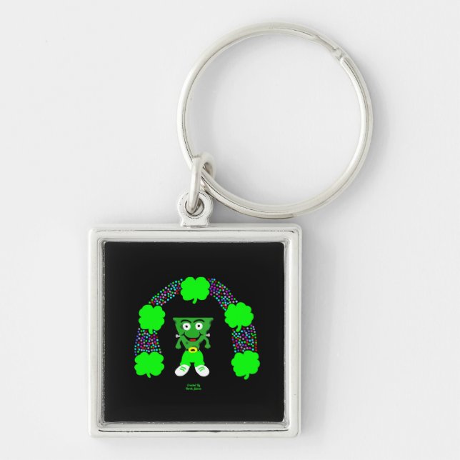 St. Patrick's FrankenCheese Square Keychain Fyrkantig Silverfärgad Nyckelring (Framsidan)