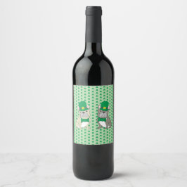 St. Patricks franska bulldoggar Vinflaska Etikett